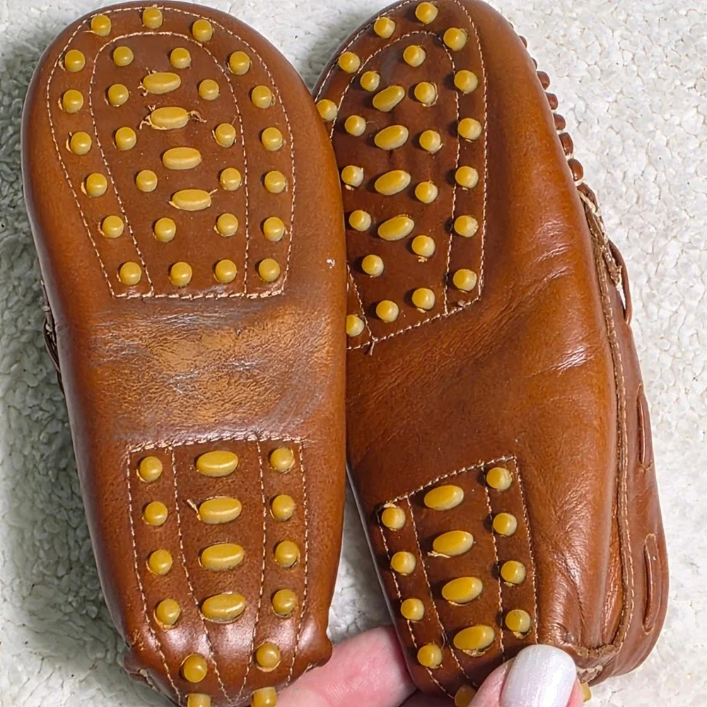 Elephantito Driving Loafers Brown Leather Moccasins Toddler Boys Size 7